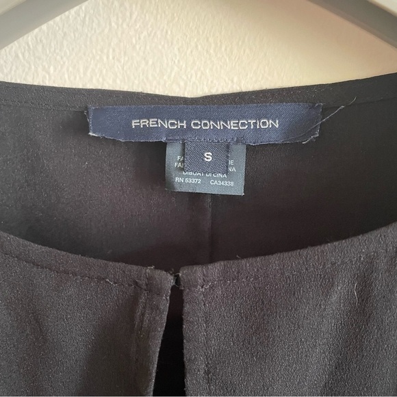 FRENCH CONNECTION Black Asymmetrical Hem Peplum Top - Picture 2 of 9